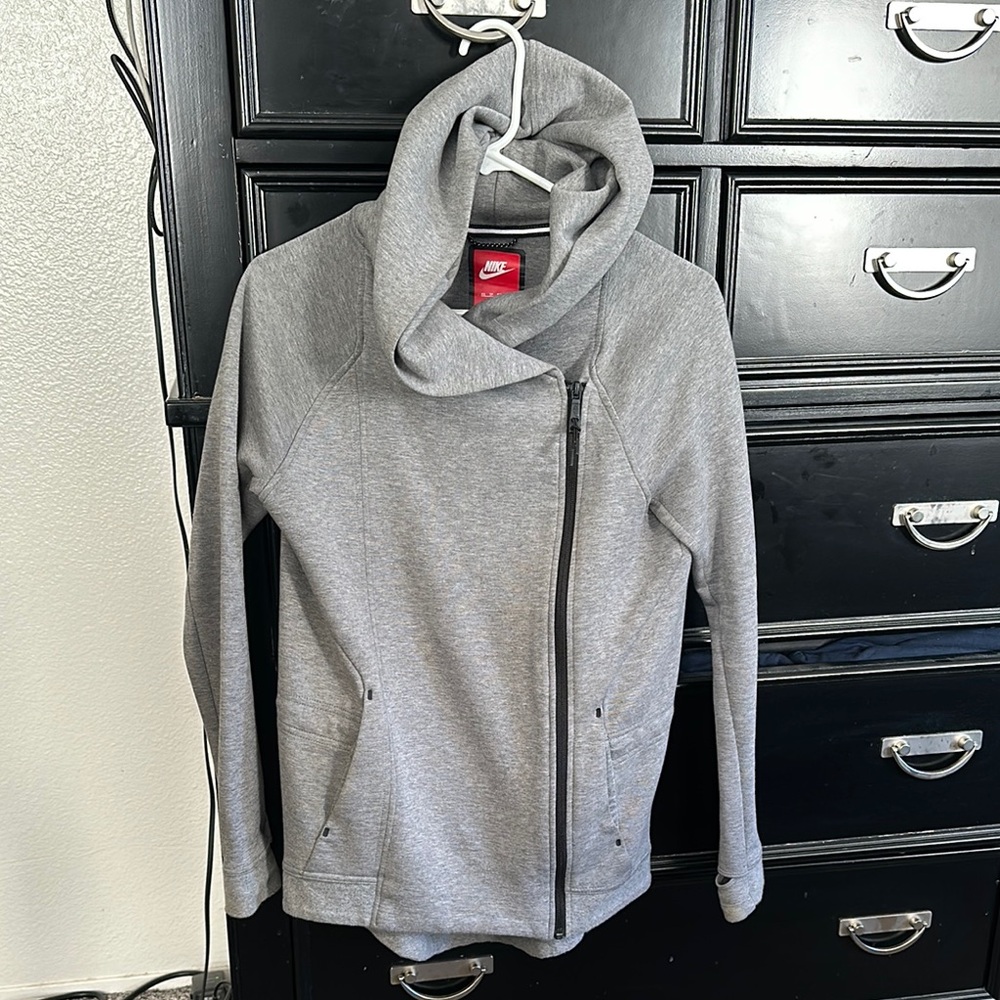 Nike Gray Asymmetrical Tech Fleece Zip Jacket